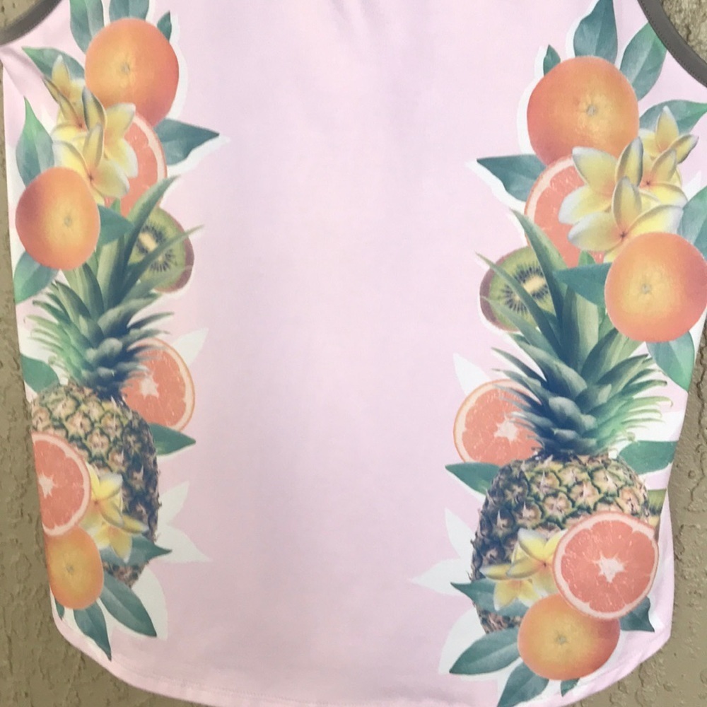 SO, Tropical Fruit Print, Athletic Tank Top With Built In Bra - Picture 2 of 10